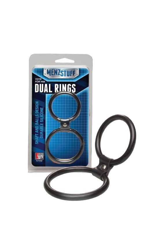 Kit di 2 anelli fallici per pene e testicoli in silicone ABS di colore nero