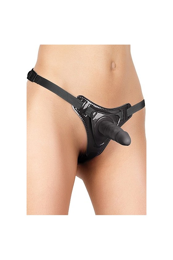 Mutanda strapon regolabile con fallo realistico in silicone ABS 11 cm di colore nero