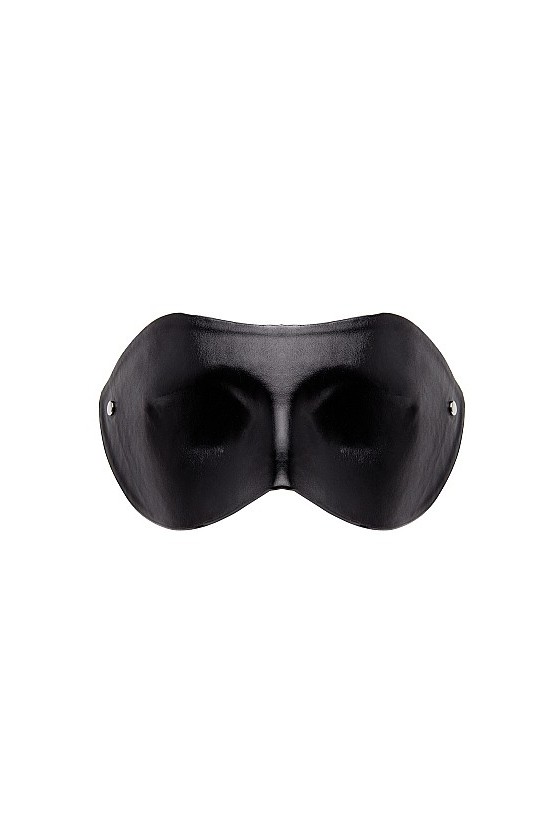 Maschera bondage in cuoio di colore nero coprente occhi