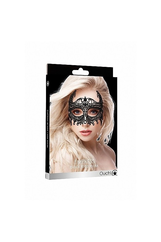 Maschera nera con decorazioni stile veneziano fatte a mano in materiale ecologico di colore nero