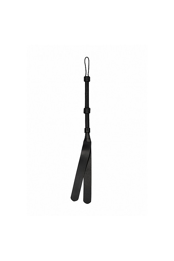 Frusta con doppia lingua in ecopelle 80 cm di colore nero