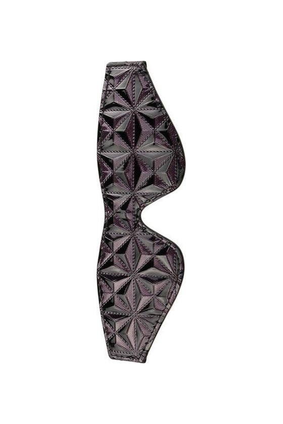 Mascherina bondage in PU, PVC ABS e neoprene di colore nero e viola con texture di diamanti