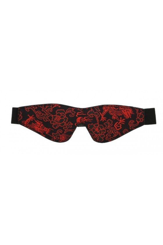 Mascherina BDSM in neoprene e nylon di colore nero con disegni rossi