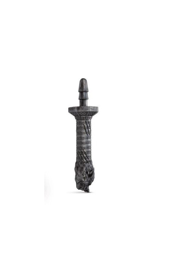 Manico lock on per inserire dildo in materiale duro e a forma di lupo, di colore grigio