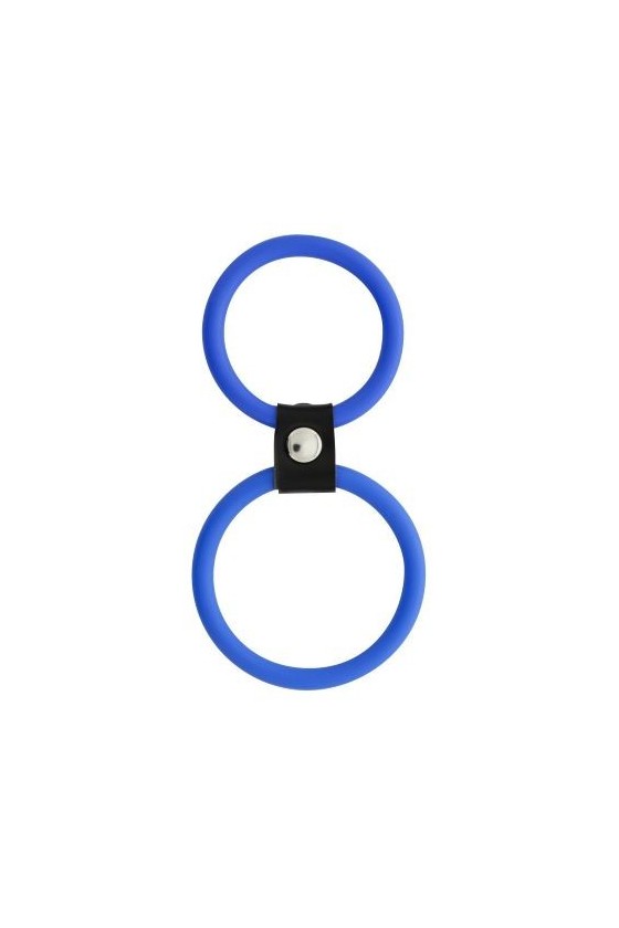 Kit di 2 anelli fallici uniti per pene e testicoli in silicone ABS di colore blu
