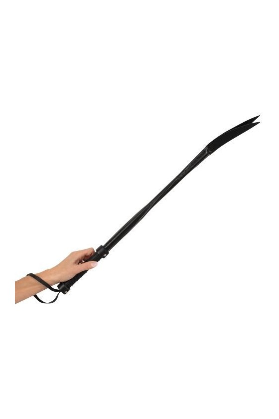 Frusta rigida 65 cm in pelle con due linguette alla sommità di colore nero