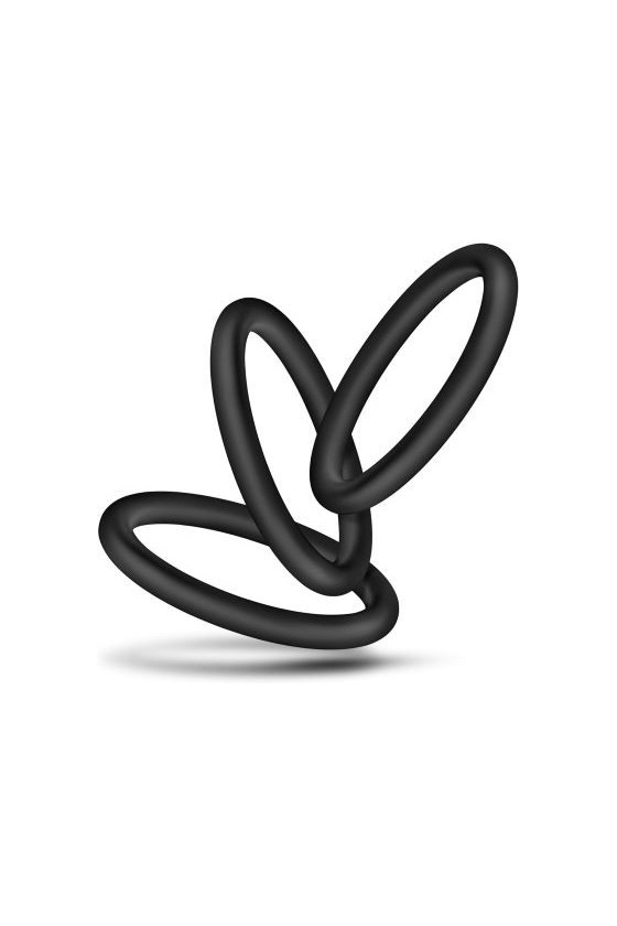 Kit di 3 anelli fallici diametro 4,5 cm in silicone ABS di colore nero