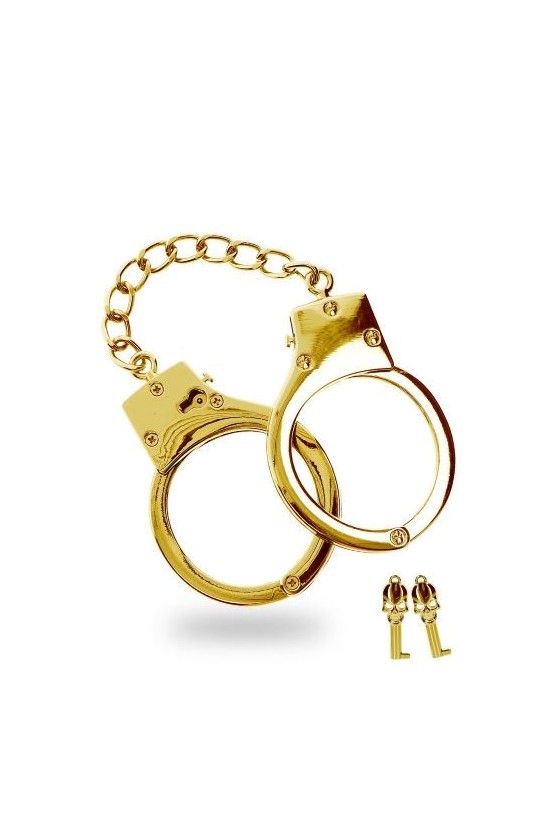 Manette BDSM in metallo di colore oro con sicura e chiavi