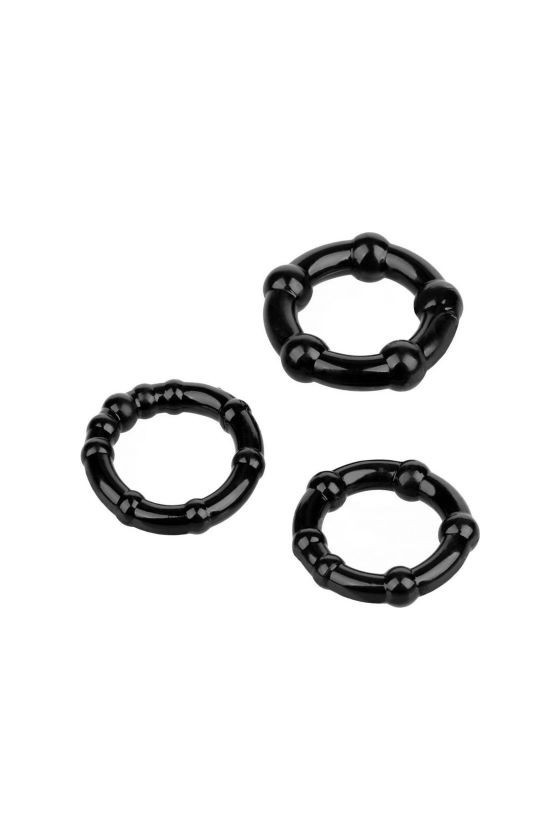 Kit di 3 anelli fallici in TPR ABS di diverse dimensioni di colore nero