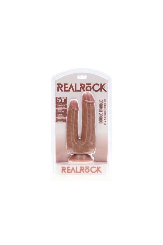 Doppio dildo realistico in PVC ABS 12,7 cm e 15,2 cm tonalità olivastra