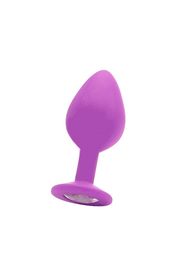 Plug anale taglia media in silicone di colore lilla con gemma