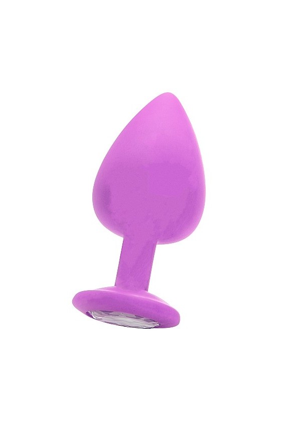 Plug anale taglia large in silicone con gemma di colore lilla