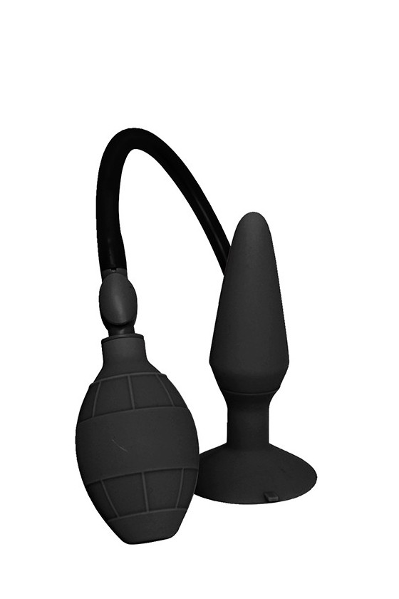 Plug anale gonfiabile in silicone di colore nero con pompetta