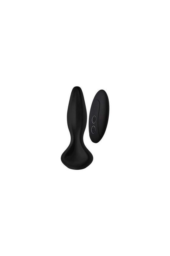 Plug anale vibrante in silicone con telecomando a distanza taglia medio grande di colore nero