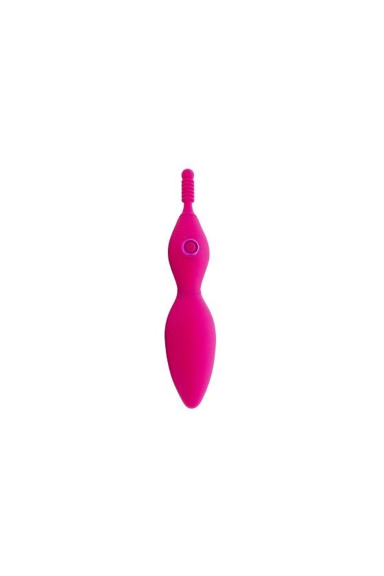 Stimolatore clitorideo in silicone con testina intercambiabile e rimovibile di colore fucsia