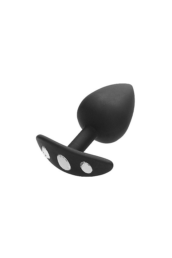 Plug anale in silicone taglia large con gemme di colore nero