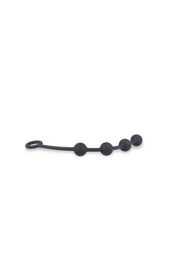 Piccole beads anali in silicone di colore nero con presa ad anello