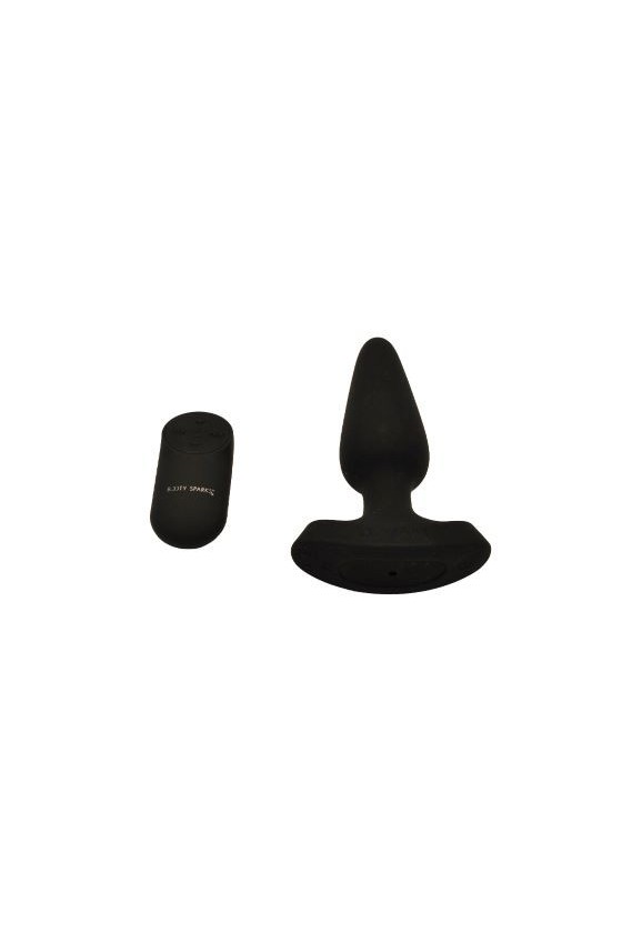 Plug anale vibrante di colore nero in silicone con telecomando a distanza e luce led