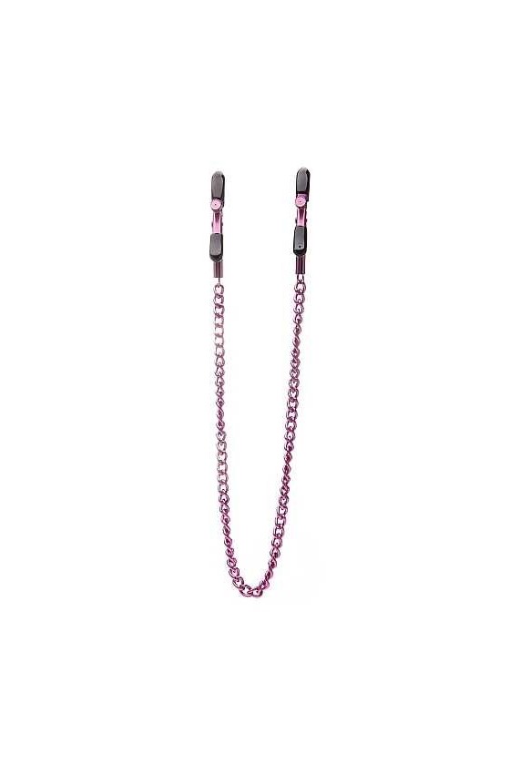 Pinzette per capezzoli di colore fucsia con catenina