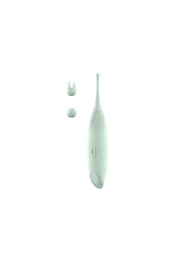 Stimolatore clitorideo in silicone con testina rimovibile di colore verde
