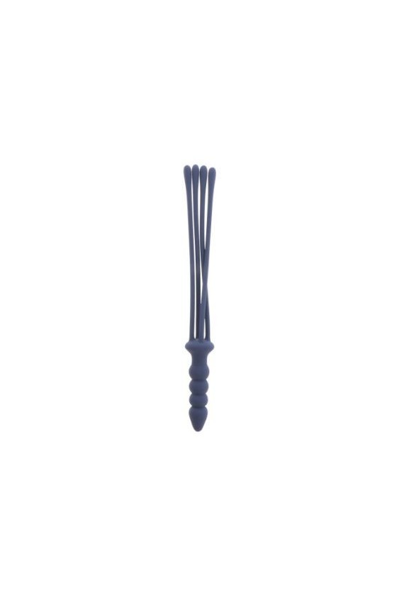 Plug anale con beads e flogger 2 in 1 in silicone ABS di colore blu