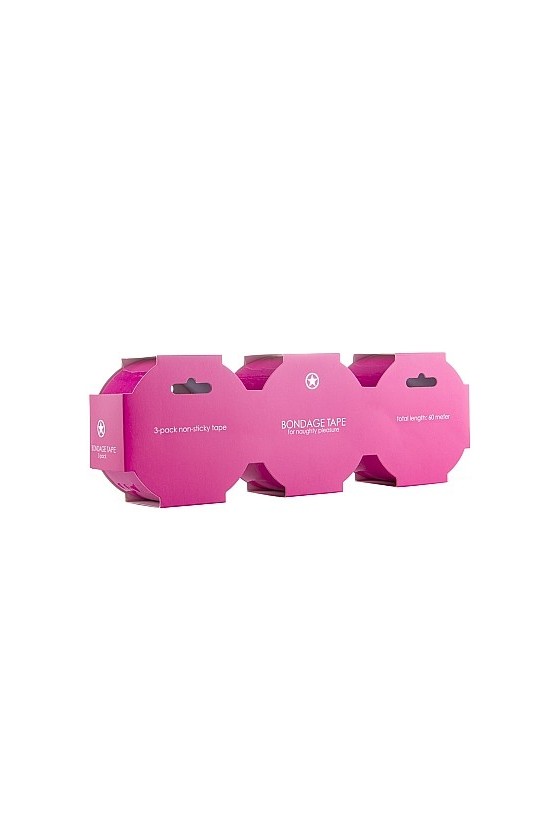 Tre nastri adesivi bondage di colore fucsia 60 metri