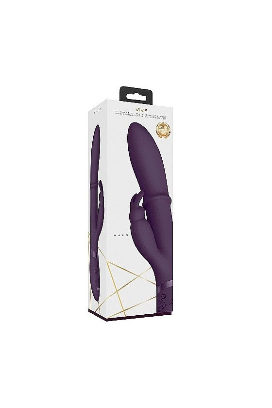 Vibratore rabbit e punto G in silicone ABS di colore viola triplo motore anello massaggiante