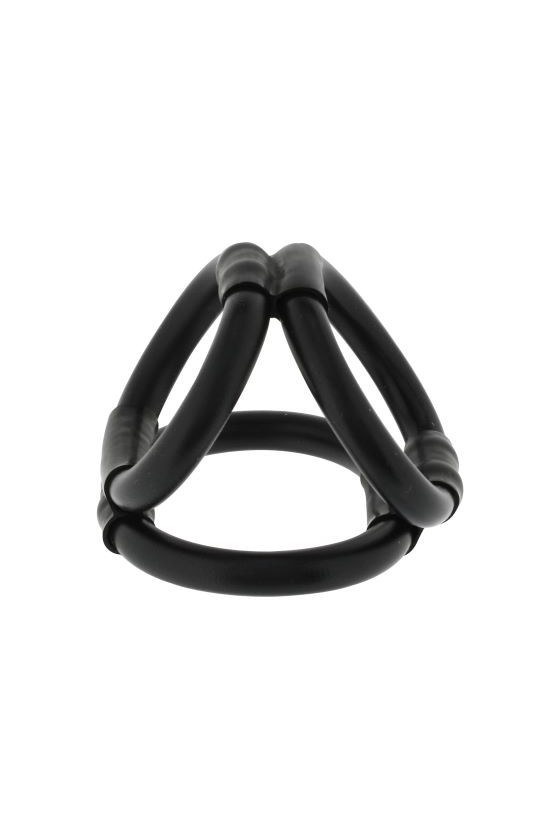 Triplo anello fallico in TPR ABS di colore nero
