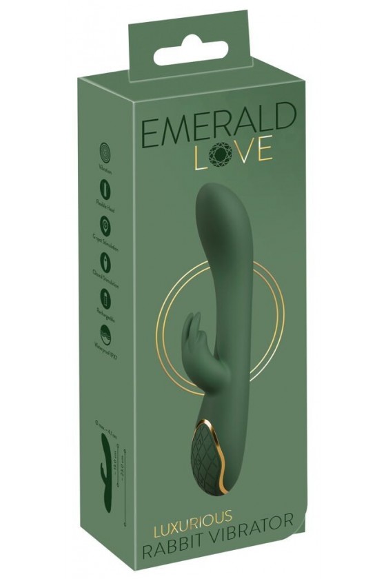 Vibratore rabbit in silicone ABS di colore verde smeraldo