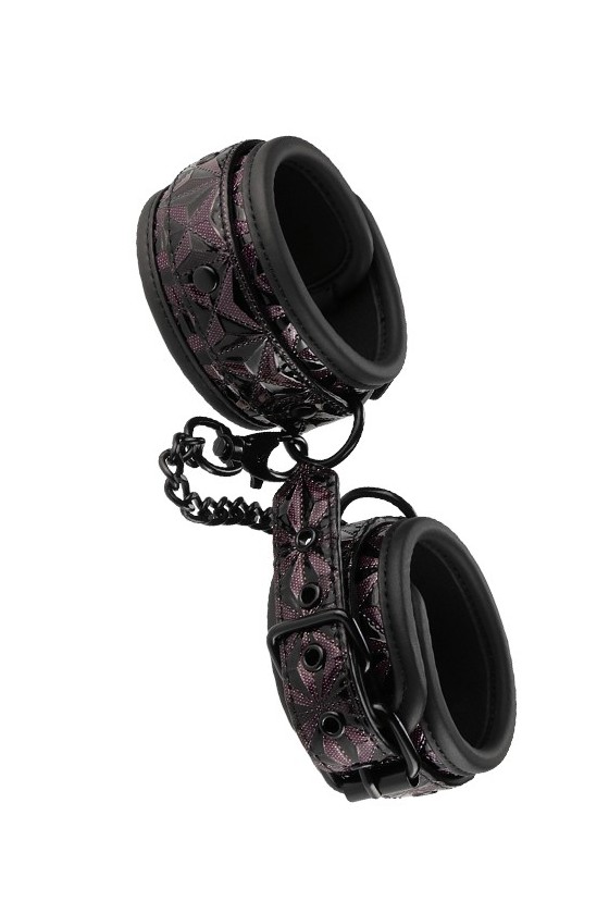Costrittori per caviglie in PU, PVC, neoprene e metallo di colore nero e viola con texture di diamanti
