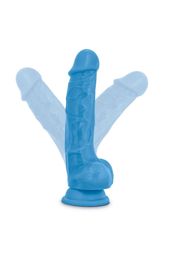 Dildo realistico e flessibile in PVC ABS con testicoli 20 cm di colore azzurro con ventosa aderente