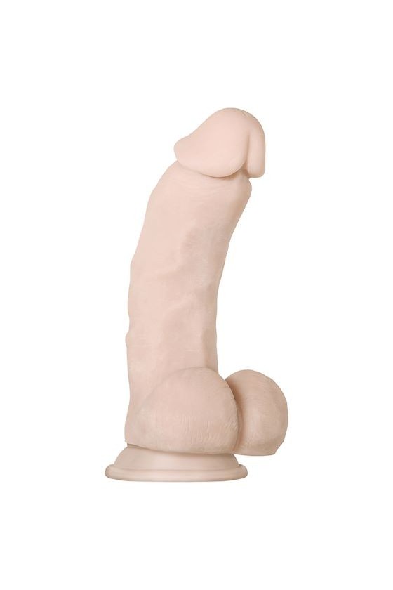 Dildo realistico flessibile e che mantiene la posa in TPE ABS 20 cm con testicoli e ventosa aderente color carne
