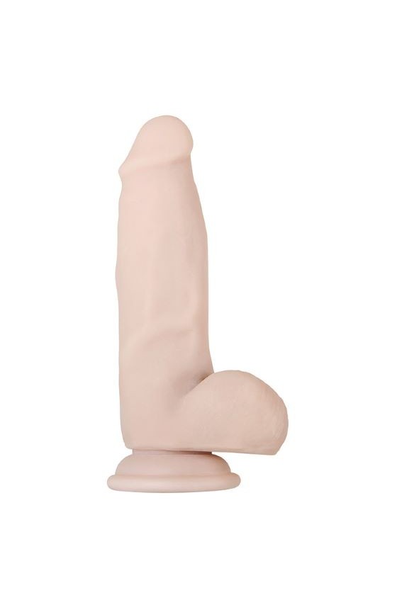 Dildo realistico flessibile e che mantiene la posa in TPE ABS 16 cm con testicoli e ventosa aderente color carne