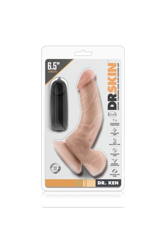 Dildo realistico vibrante in PVC ABS 17 cm con telecomando a filo, con testicoli e ventosa aderente, color carne
