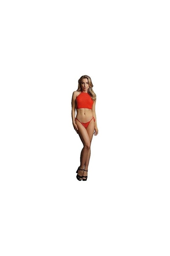 Completino rosso con brillantini con top e tanga taglia unica