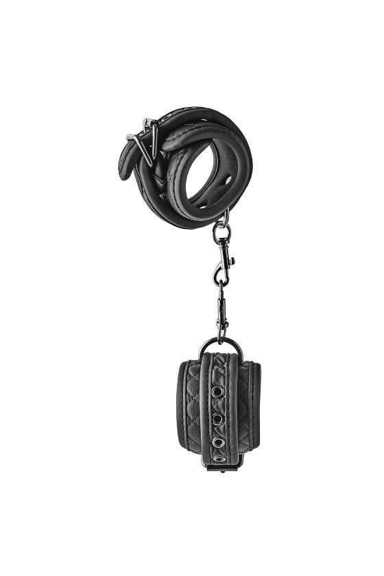 Costrittori per polsi in neoprene e PVC di colore nero con imbottitura e cinghia regolabile