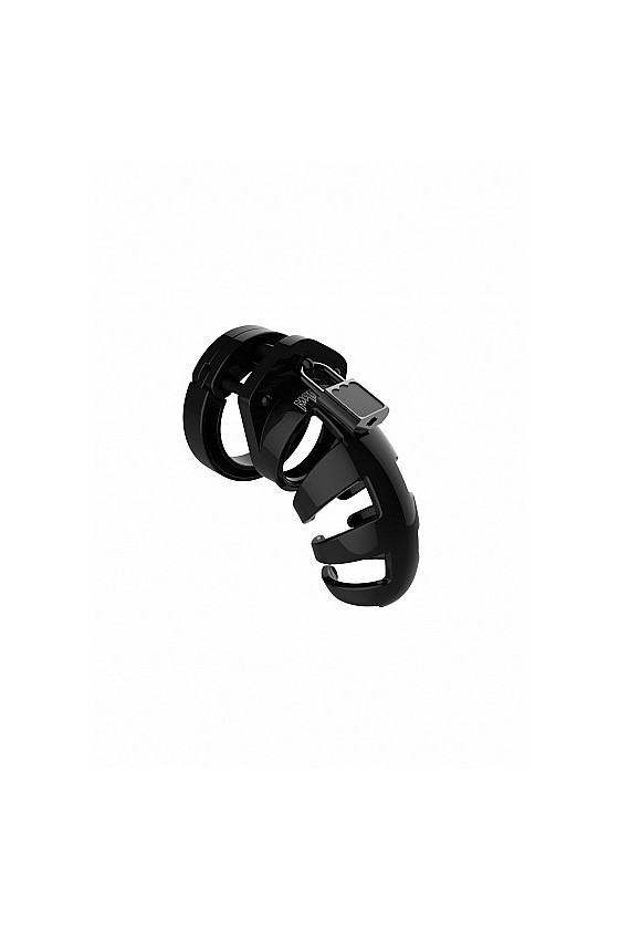 Cintura di castità maschile in plastica di colore nero 9 cm con chiavi, lucchetto e anelli scrotali