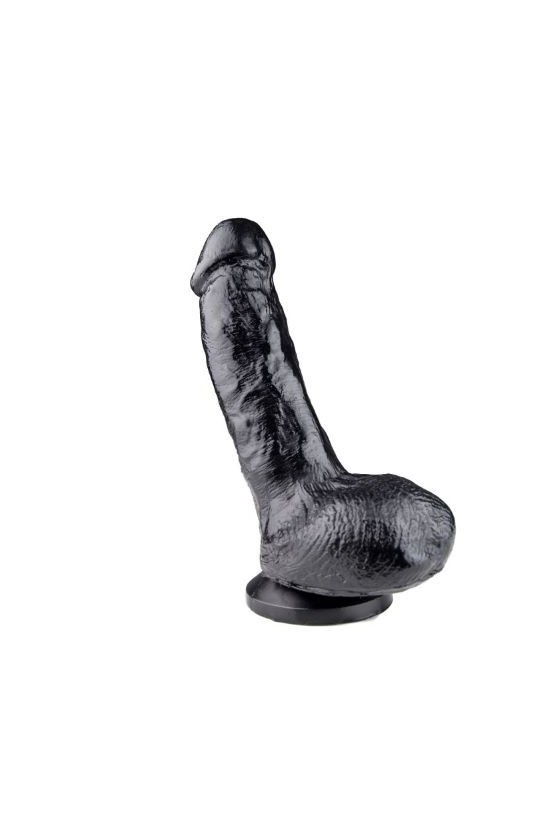 Dildo realistico in vinile 23 cm di colore nero con testicoli e ventosa aderente