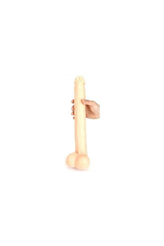 Dildo realistico in PVC ABS color carne con testicoli e ventosa aderente 43 cm