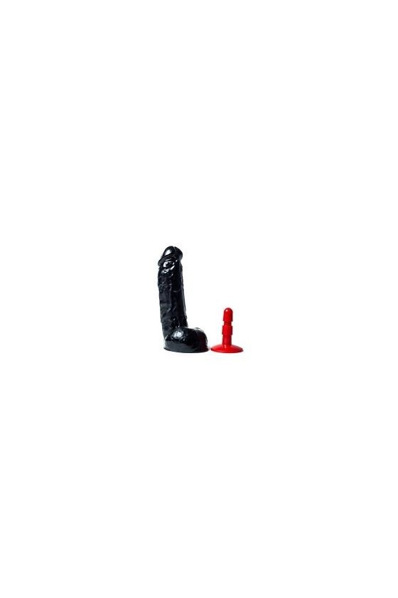 Dildo nero con Glande scoperto 24 cm in PVC ABS con perno lock on rosso