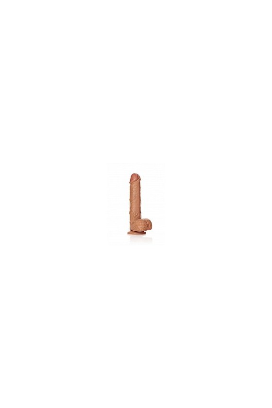 Dildo realistico in PVC ABS 23 cm tonalità olivastra con testicoli e ventosa aderente