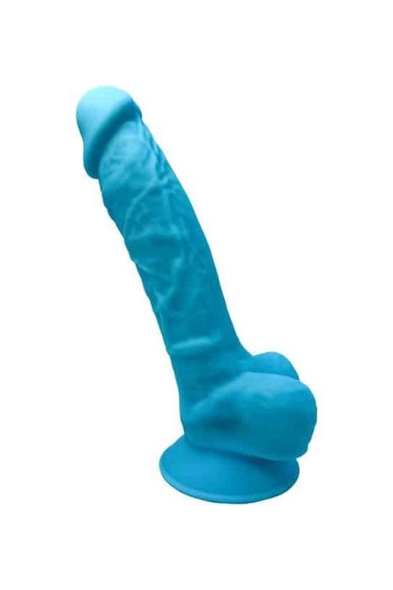 Dildo realistico in silicone silexpan ABS 17,5 cm con testicoli e ventosa aderente di colore blu