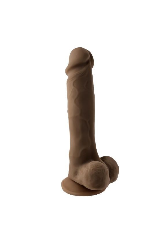 Dildo realistico in TPE ABS 16,5 cm con testicoli e ventosa aderente di colore marrone