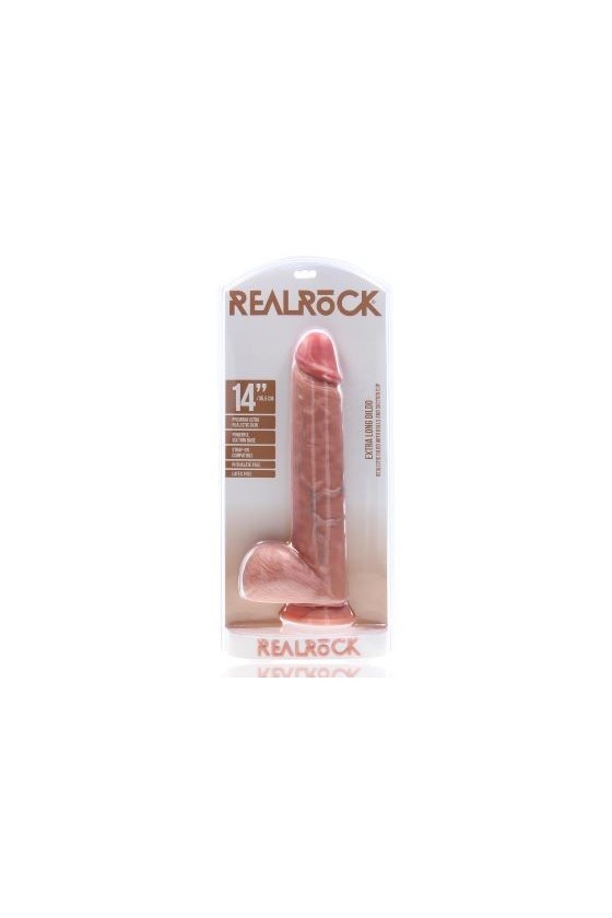 Dildo realistico in PVC ABS 35,5 cm con testicoli e ventosa aderente color carne